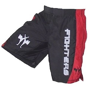 FIGHTERS - Fightshorts MMA Shorts / Cage / Black-Red / Small