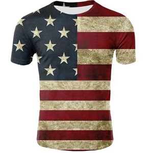 FIGHTERS - T-Shirt / Etat Unis / Rouge-Blanc-Bleu / XL