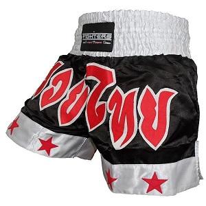 FIGHTERS - Pantalones Muay Thai / Negro-Blanco / Small