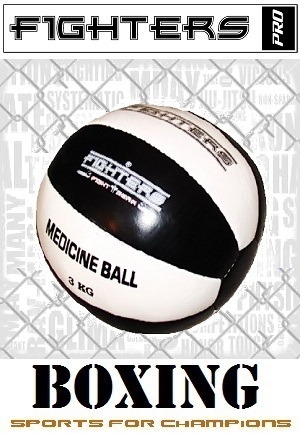 FIGHT-FIT - Medicine Ball / Synthetic Leather / Black-White / 3 kg