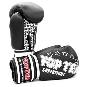 TOP TEN - Guantes de Boxeo SUPERFIGHT 3000 / Negro / 10 oz