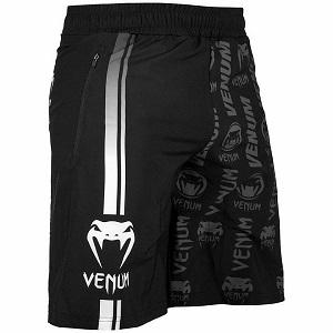 Venum - Short de Fitness / Logos / Negro-Blanco / Medium